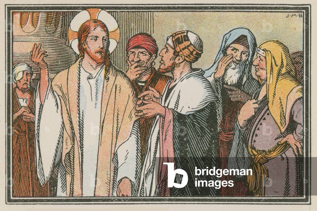 Scene from the life of Jesus (coloured engraving)