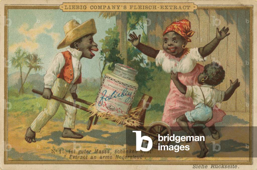 Cartoon Africans Welcome Leibig Meat Extract (chromolitho)