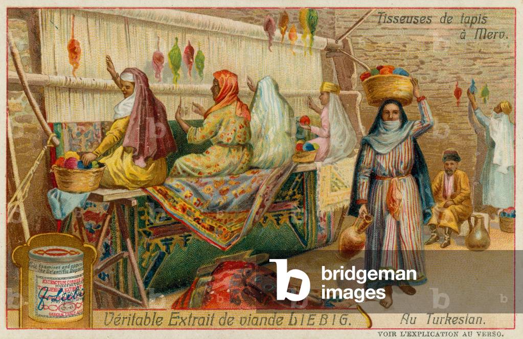 Carpet Weavers in Merv in Turkmenistan (chromolitho)