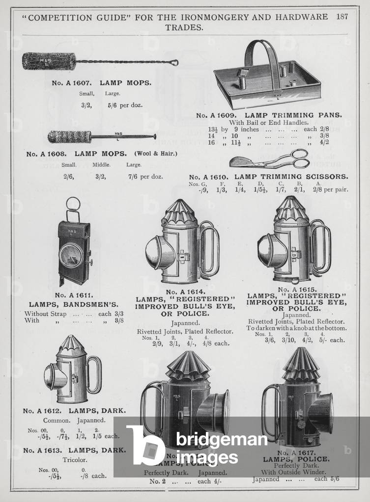 Page of catalogue for the Ironmongery and Hardware Trades, c 1895 (litho)