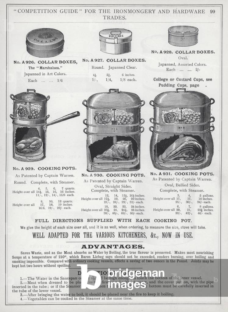 Page of catalogue for the Ironmongery and Hardware Trades, c 1895 (litho)