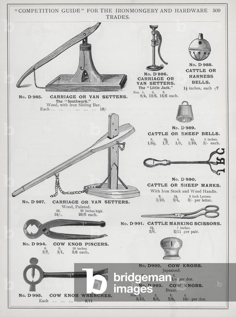 Page of catalogue for the Ironmongery and Hardware Trades, c 1895 (litho)