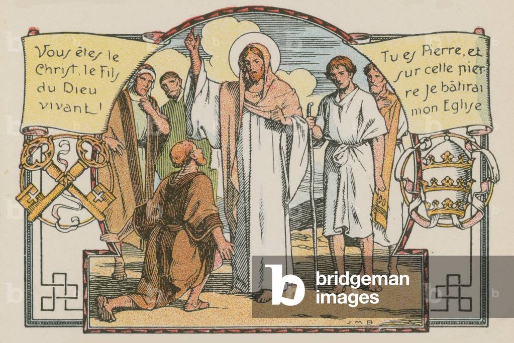 Scene from the life of Jesus (coloured engraving)
