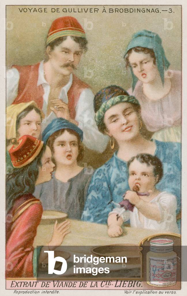 Gulliver is captured by a huge baby (chromolitho)