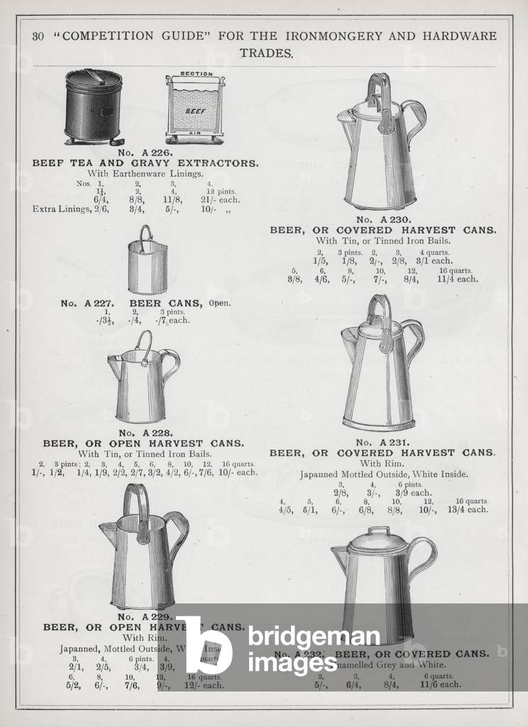 Page of catalogue for the Ironmongery and Hardware Trades, c 1895 (litho)