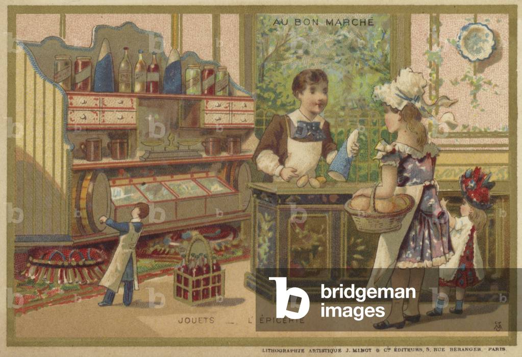 Au Bon Marche cards featuring children's games (colour litho)