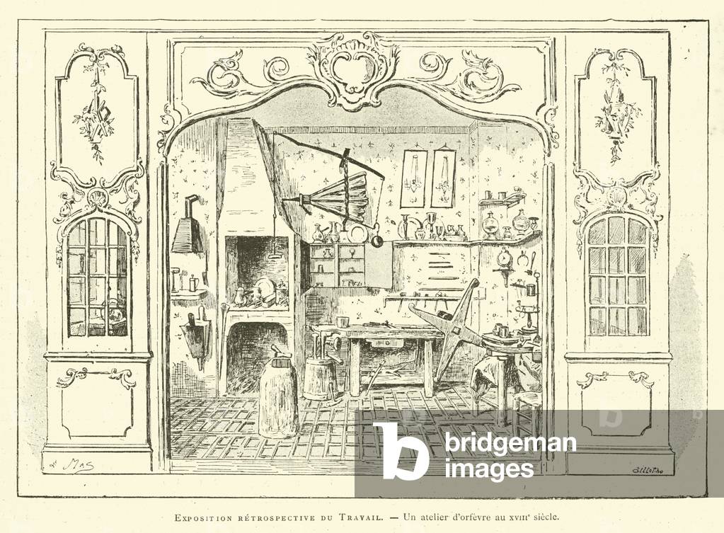 Exposition retrospective du Travail, un atelier d'orfevre au XVIIIe siecle (engraving)