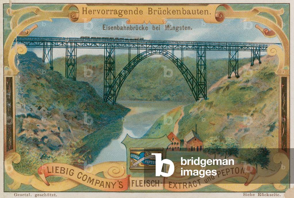 Railway bridge at Müngsten, Germany (chromolitho)