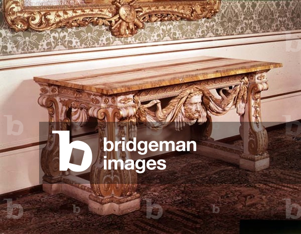 Side table, carved and gilded base, marble top, attributed to Matthias Lock, English, c.1740