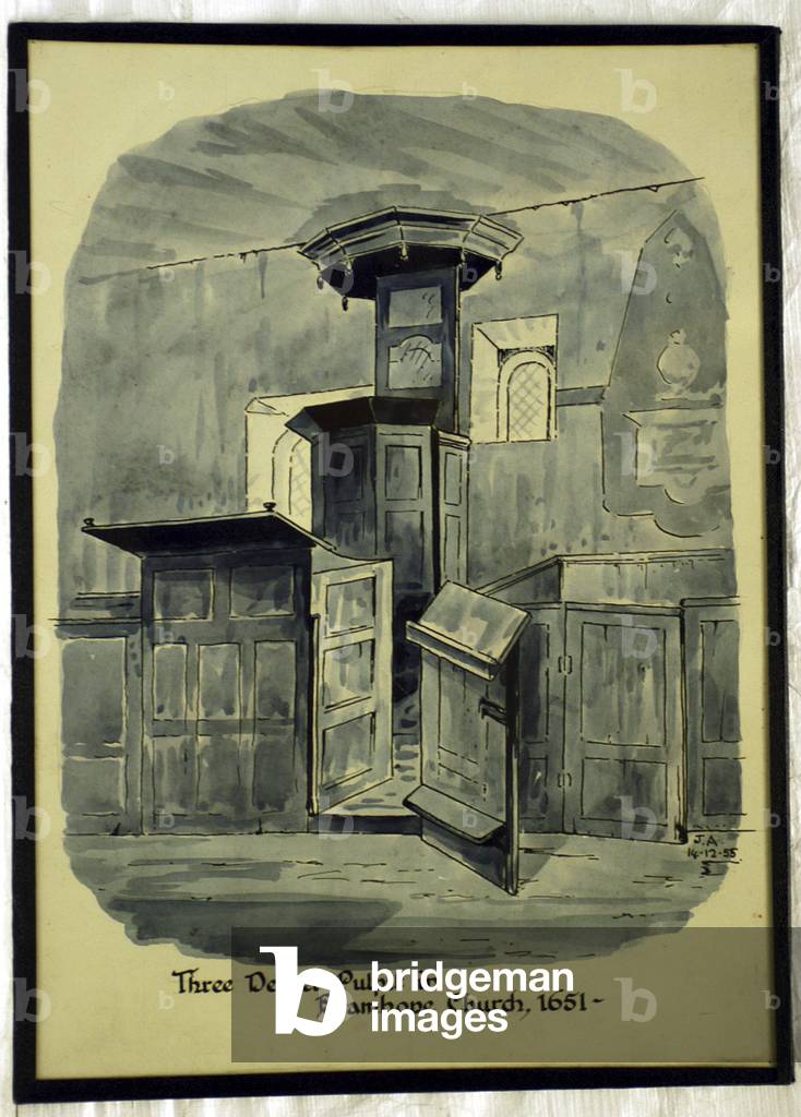 The Three-Decker Pulpit, Bramhope Church (w/c on paper)