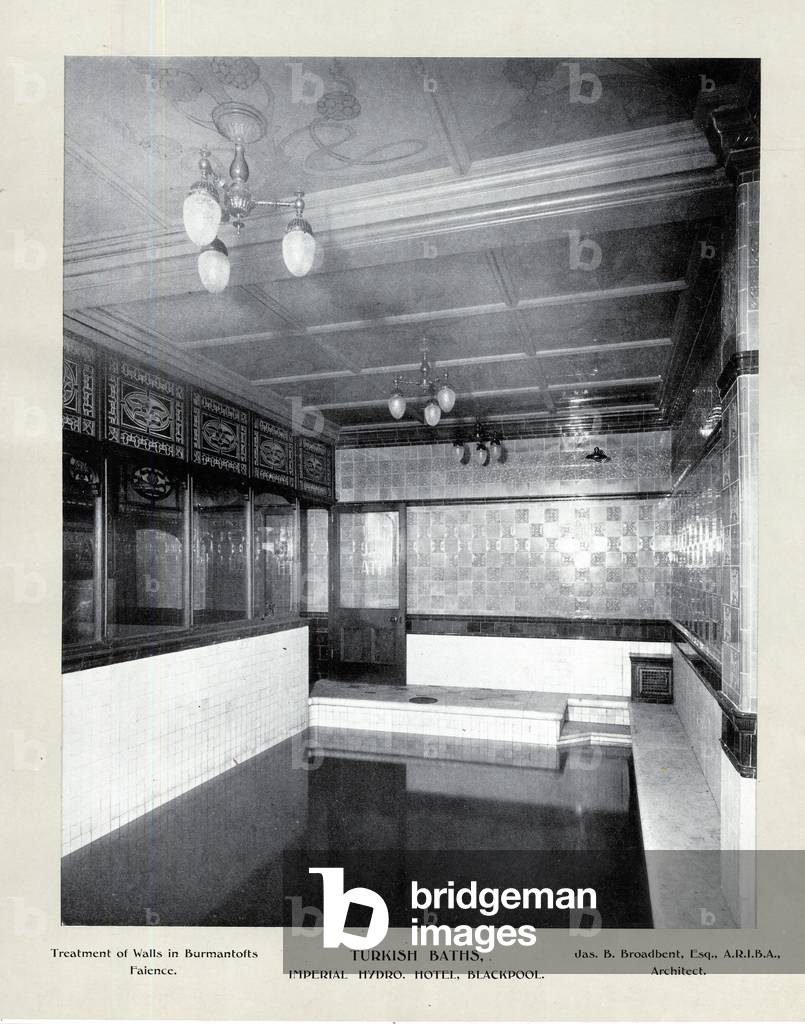 Burmantoft Tiles in the Turkish Baths at the Imperial Hydro Hotel, Blackpool, Burmantofts Catalogue, 1902 (b/w photo)
