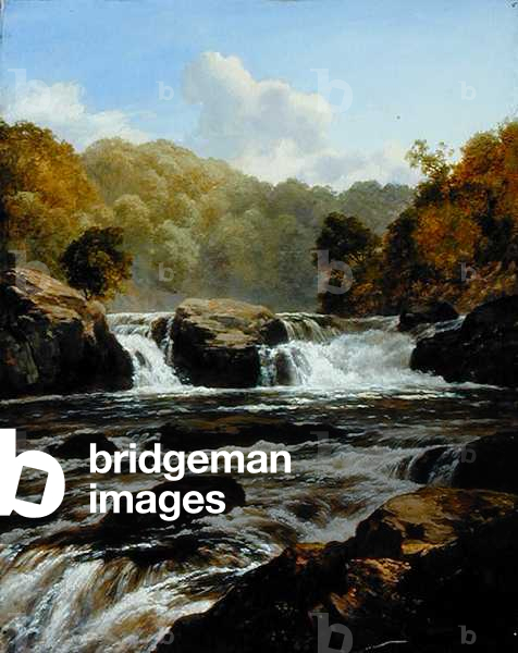 cascate sul clyde, bonnington lynn, 1865 (olio su pannello)