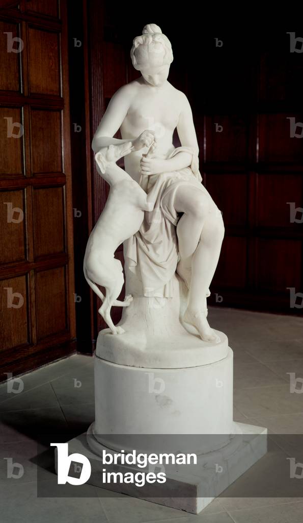 A Nymph taking a Thorn out of a Greyhound's Foot, 1848 (stone sculpture)