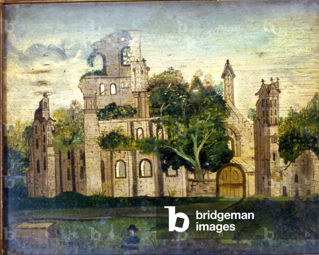 Kirkstall Abbey (oil on wood)