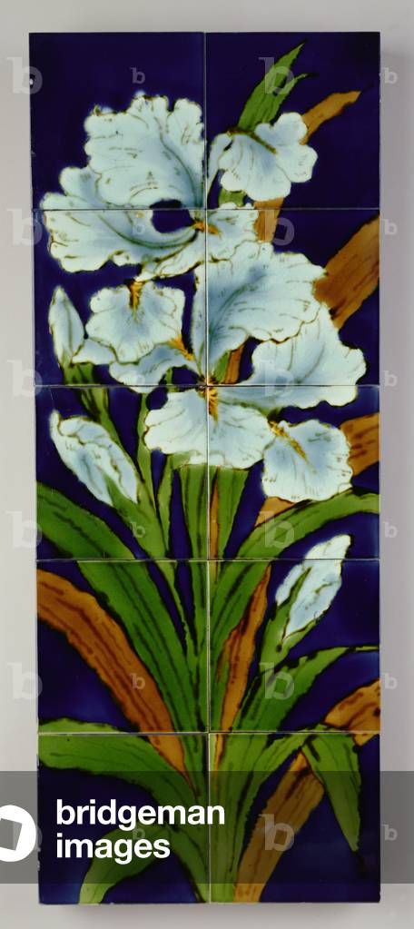 Iris panel, Burmantofts Pottery, c.1905 (hand-painted ceramic)