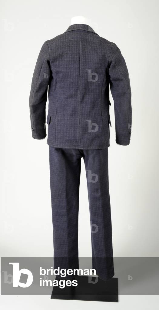 Navy blue and black checked wool suit, c.1850 (photo)