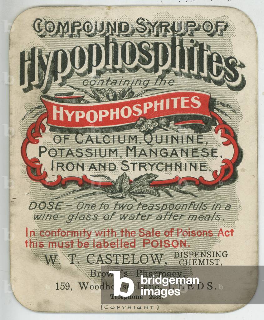 Compound Syrup of Hypophosphites label, early 20th century (colour litho)