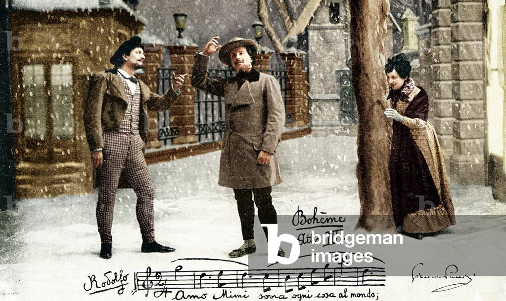 Giacomo Puccini's opera 'La Bohème'. Act II:   Roberto -'Amo Mimi sovra ogni cosa al mondo'.  Italian composer, 1858-1924.  Coloured    version.