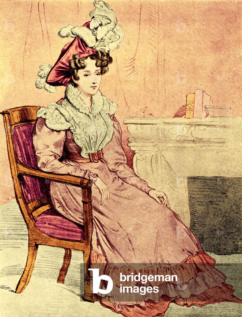 Hector Berlioz's first wife Harriet Smithson Irish Actress.  Inspiration for his 'Symphonie Fantastique'. Portrait by Devéria. Berlioz: French composer, 1803-1869