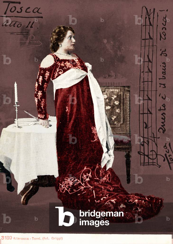 Giacomo Puccini's 'Tosca',  Act II. With D'Arclée who created role in premiere. Tinted version.  Italian composer ( 1858 - 1924 )