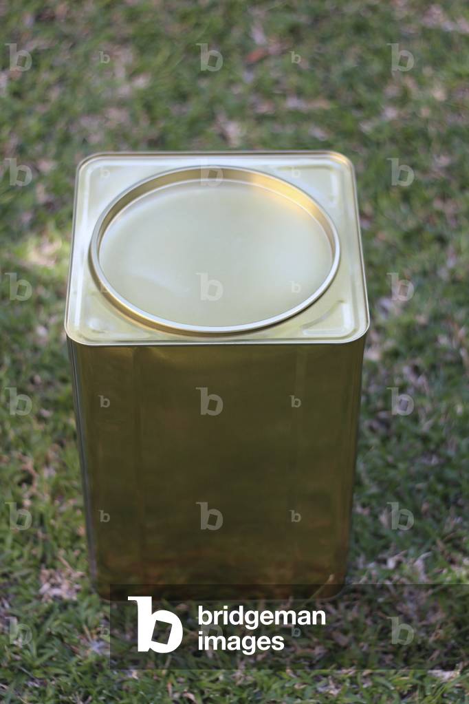 Yemenite tin container used as drum