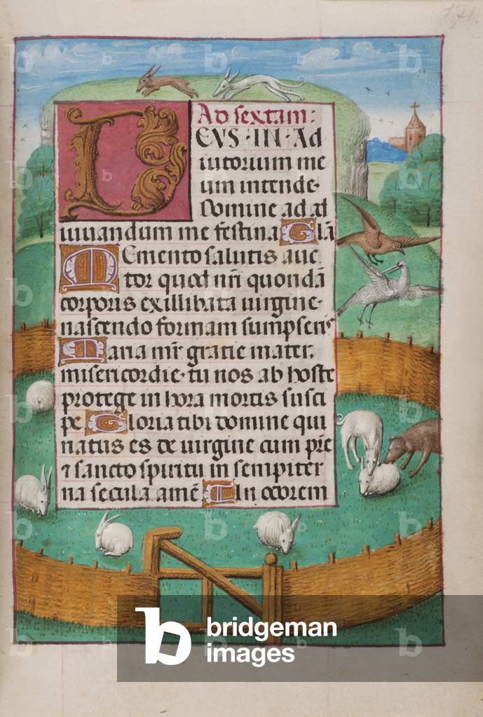 Ad sextam: Deus in adiutorium, folio from a Book of Hours (tempera on vellum)