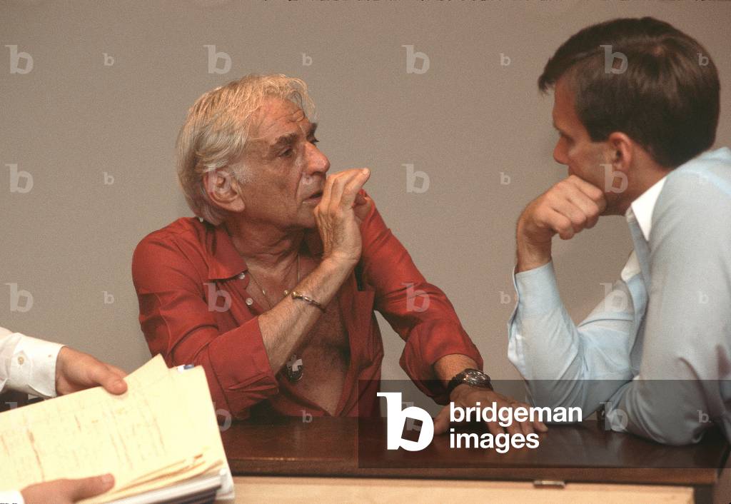 Leonard Bernstein during rehearsals