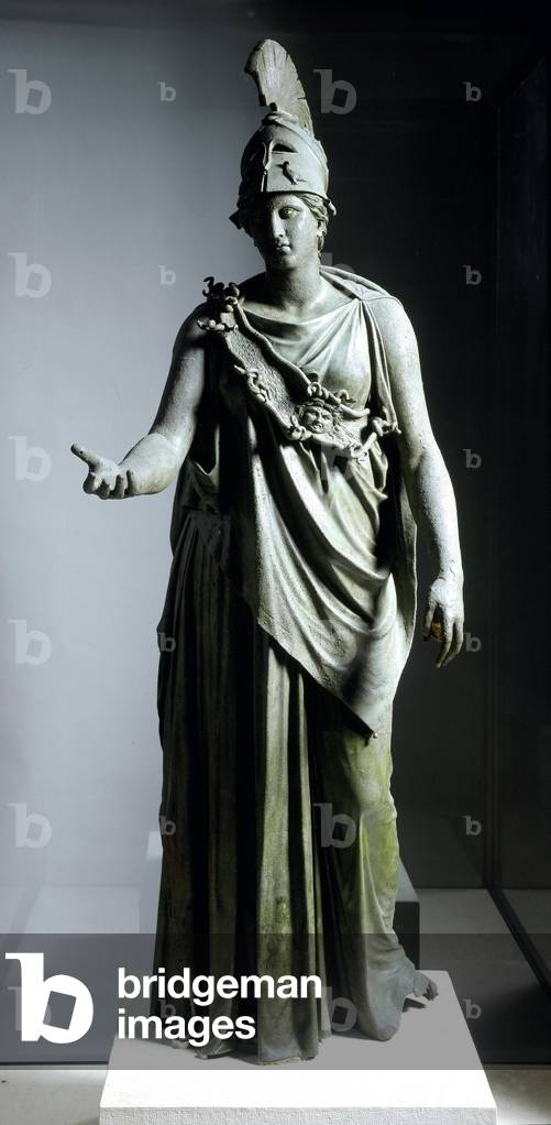 Greek Art: “” Athena of the Piree””” Bronze sculpture. 350 BC. Athenes National Archaeological Museum
