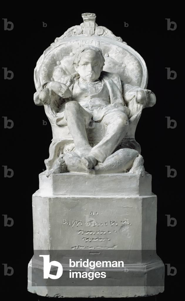 Monument to Prince Odon Eugenio Maria di Savoia, Duke of Monferrato Plaster sculpture by Carlo Filippo Chiaffarino (1856-1884) 1874 approx. Sun. 49x20,5x28 cm Genes, Galleria d'Arte Moderna, inv. 1233