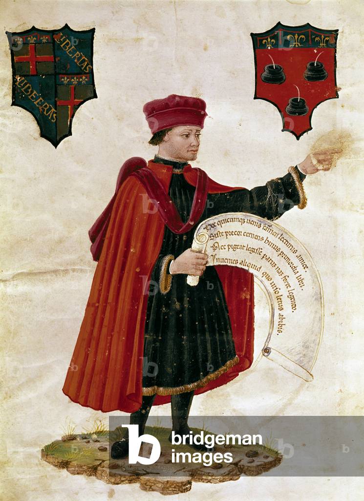 Representation of a notary (miniature, 15th century)