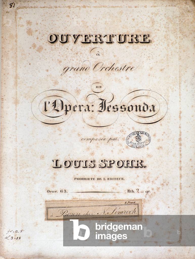 Title page of overture of the opera Jessonda by Louis Spohr