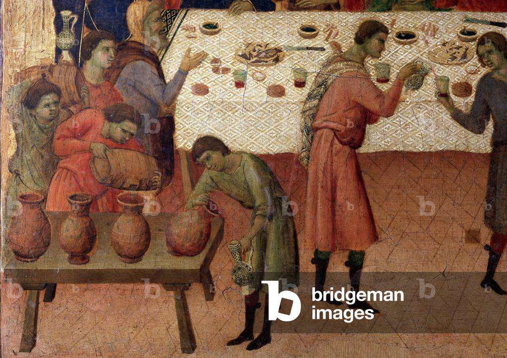 The wedding at Cana. Detail, back of the altarpiece (tempera and gold on wood, 1308-1311)