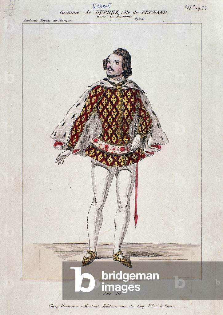 Portrait of Gilbert Duprez, French tenor and composer in 