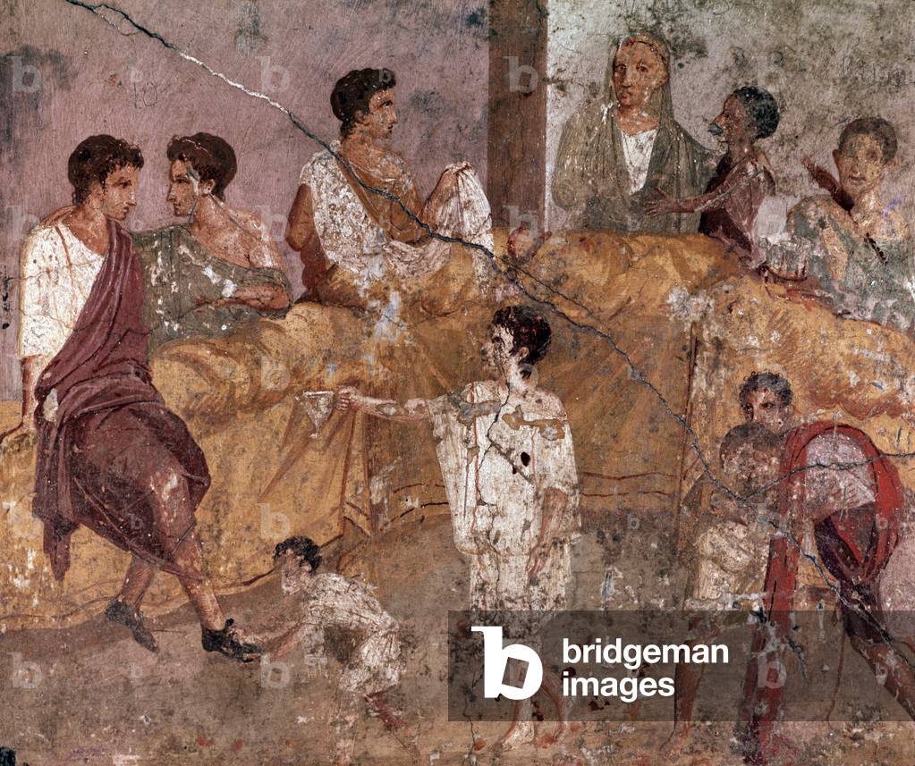 Festszene, aus Pompeji, Italien, 1. Jahrhundert (Fresko)