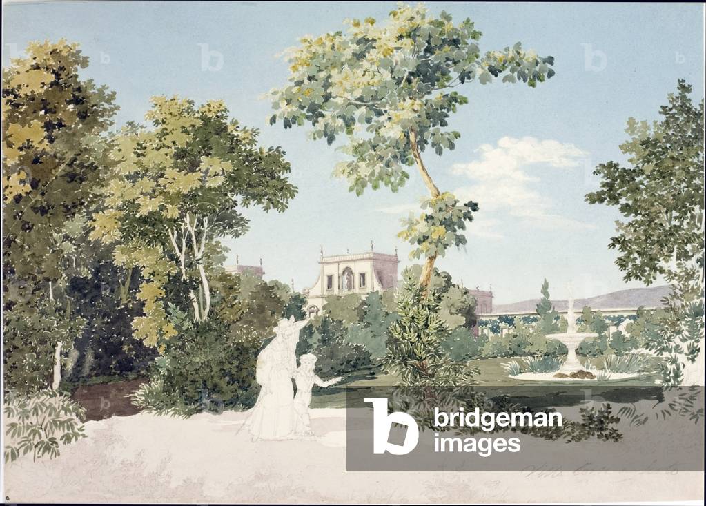 Veduta di Villa Corsi a Sesto Fiorentino vicino Firenze (acquerello, c.1825)