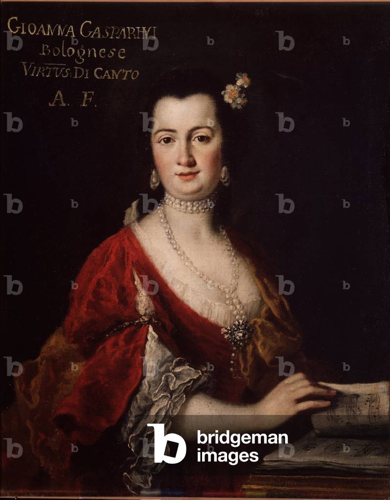 Portrait of Giovanna Gasparini (1717-?) italian singer Anonymous painting. 18th century. Bologna, civico museo bibliografico musicale.