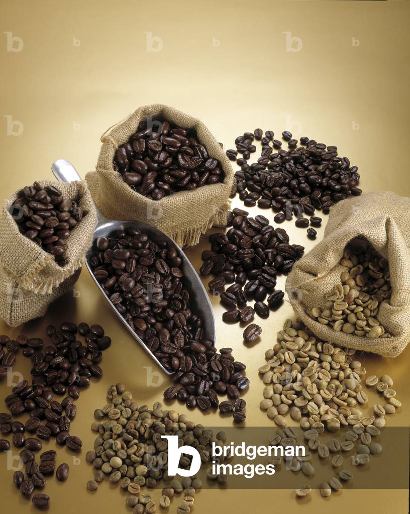 Diet: still life of coffee beans.