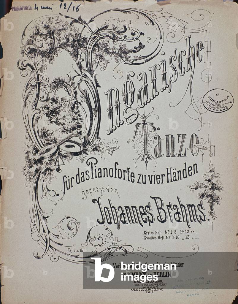 Frontispiz von “Ungarischen Tänzen” (Ungarische Tanze) von Johannes Brahms (1833-1897) (litho)