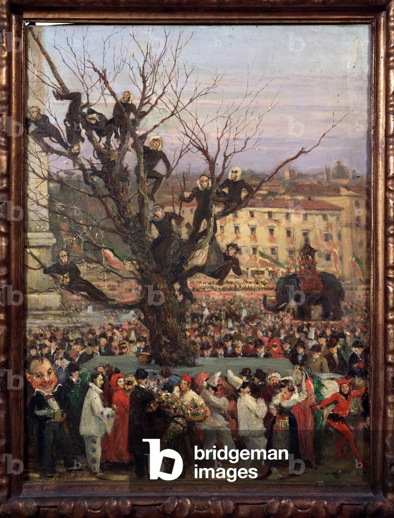 Carnival scene in the streets of Rome, 19th century (painting)