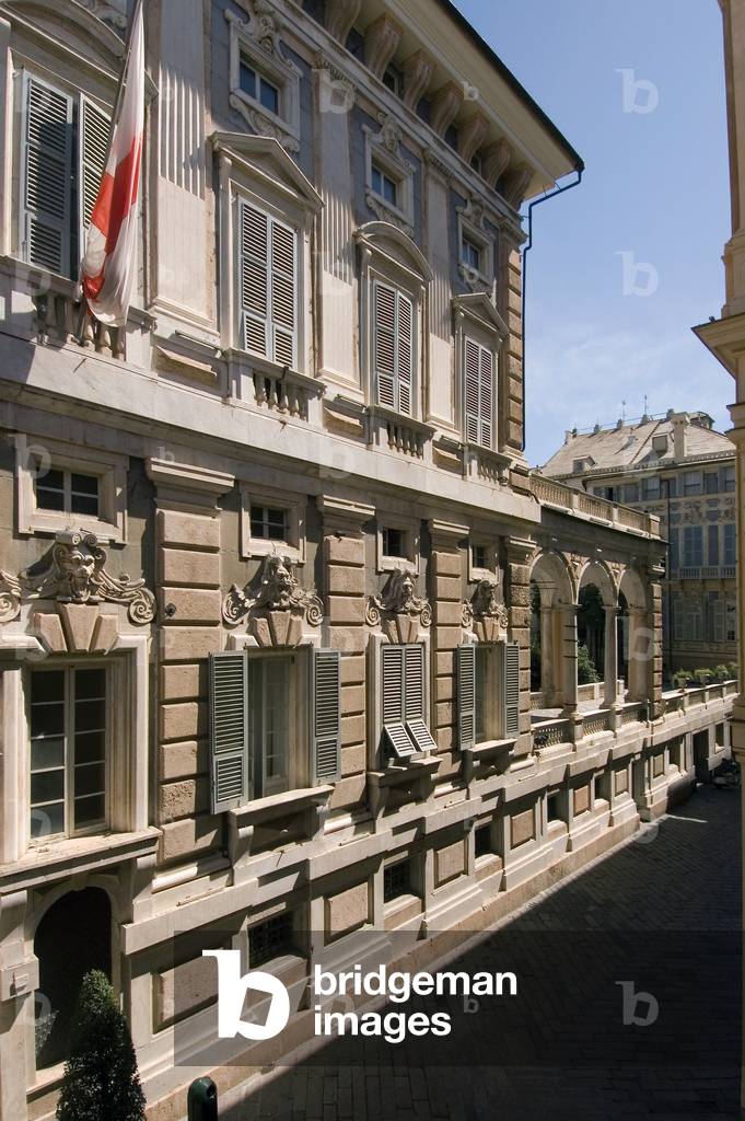 View of the courtyard of the Palazzo Doria Tursi (1565), current seat of the City Hall of Genoa (photography)