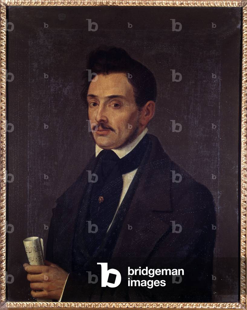 Portrait of Luigi Ghirelli (19th century) bass player Anonymous painting. 19th century. Bologna, civico museo bibliografico musicale.