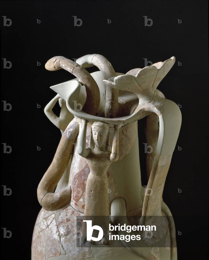 "Caraffa con collo decorato. 650 a.C. (terracotta)" di Greek school