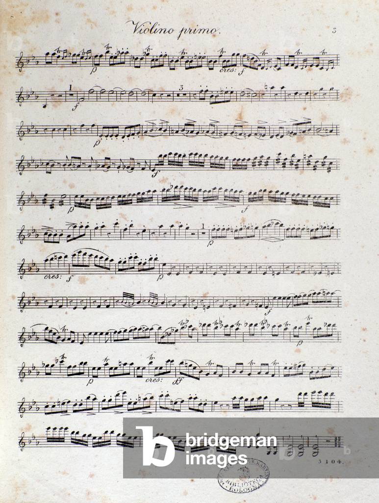 Page of musical score of the overture of Alruna by Louis Spohr, 1823
