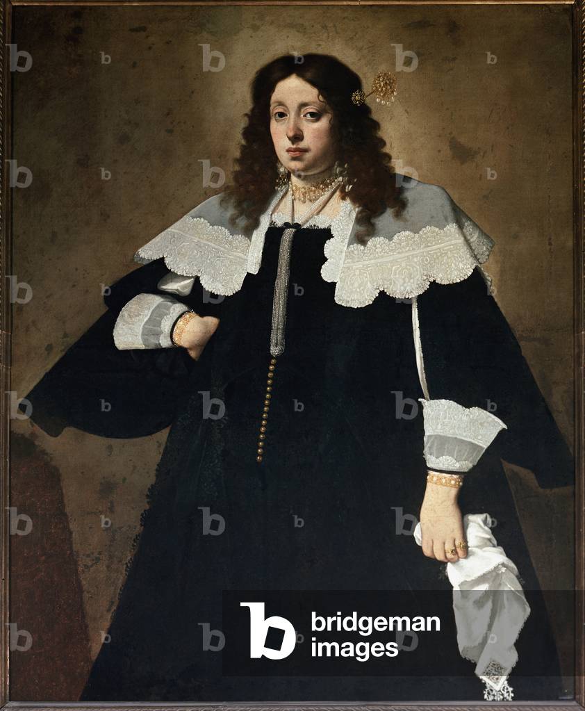 Portrait of a lady with a white handkerchief (oil on canvas, 1640-1645)