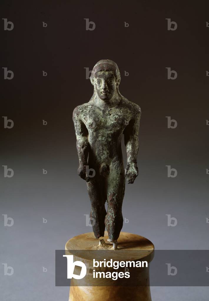 Etruskische Zivilisation: kouros - Bronzeskulptur, 500-480 v. Chr. Sonne 25 cm Aus Lignano, Italien (etruskisc