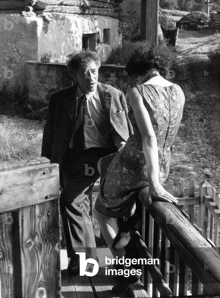 Alberto Giacometti in his home-workshop in Stampa, with his wife Annette Arm, 1963 (photo)