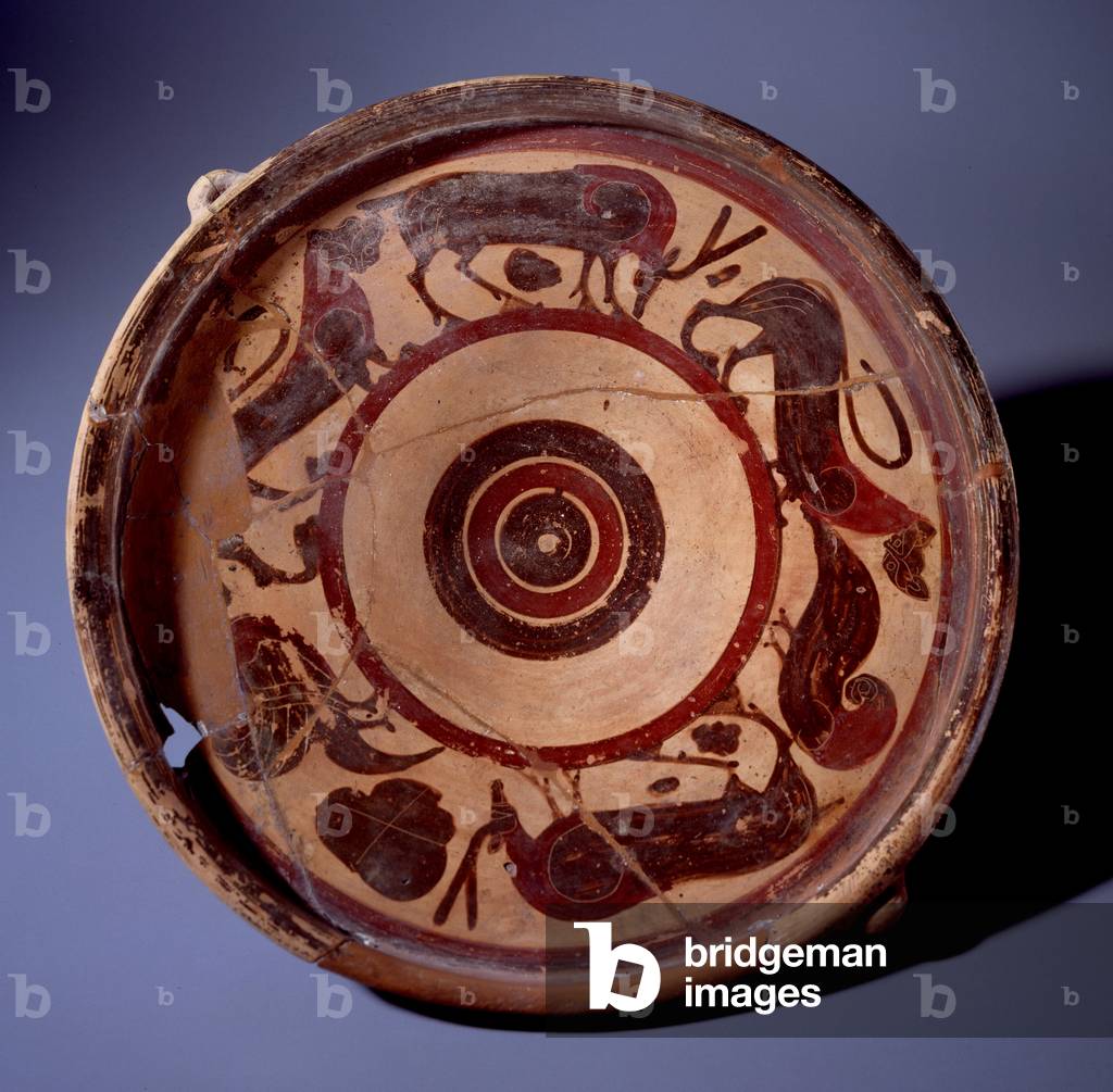 Terracotta plate with animals, 580-560 BC