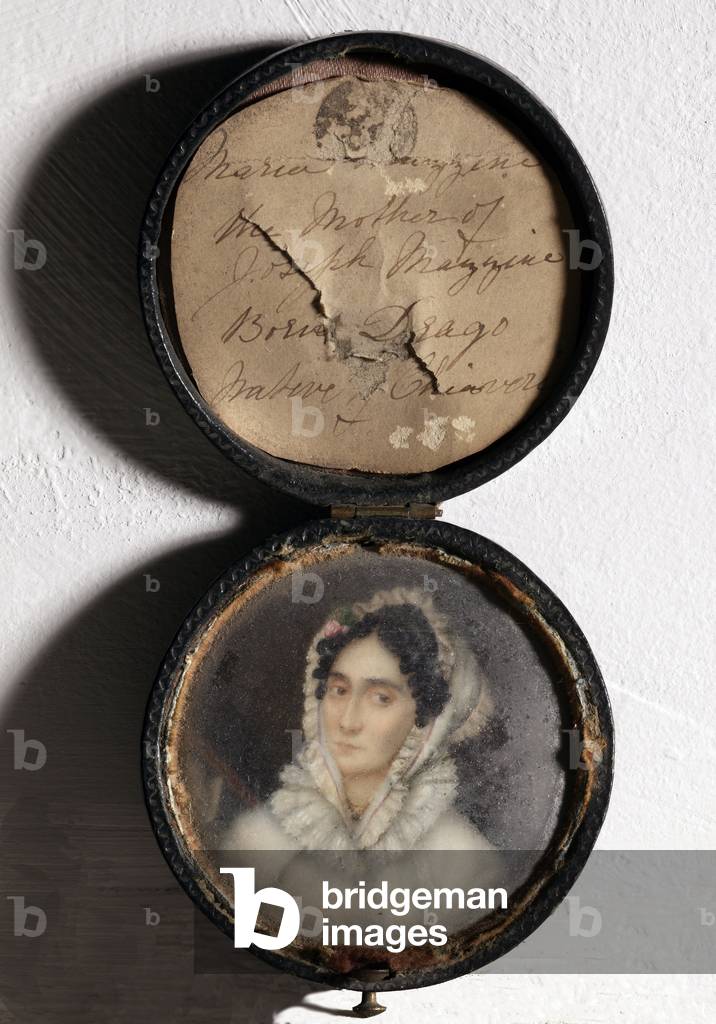 Portrait of Maria Mazzini, mother of Giuseppe Mazzini (miniature painting, 19th century)