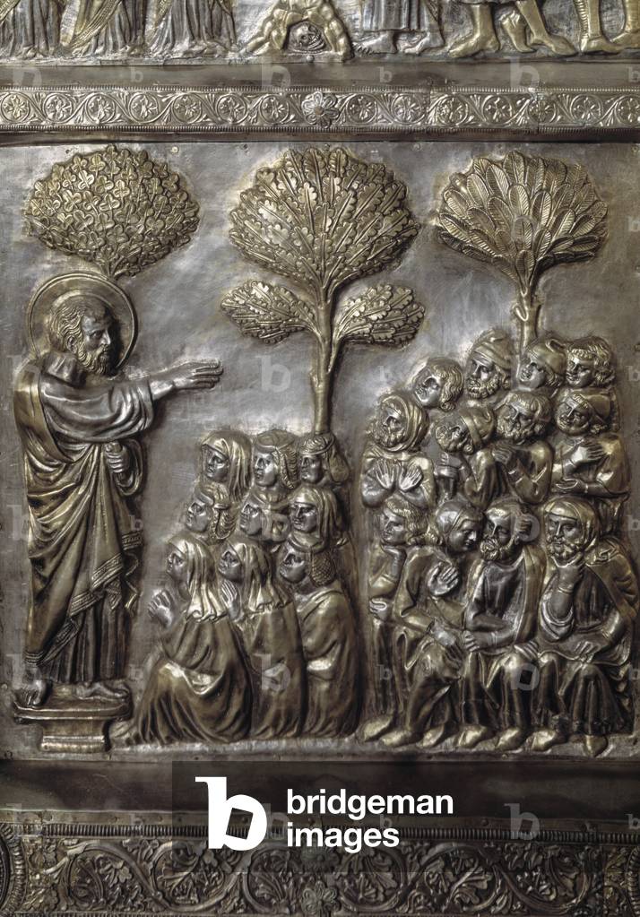 The predication of Saint James the Major, detail of the lateral antependium, Altar of Saint James the Major, 1364 (silver)