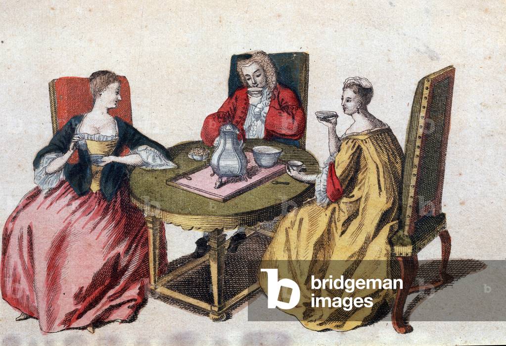 Three Venetian nobles enjoying a chocolate by Italian Artist
